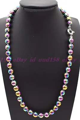 Fashion Rainbow Hematite Beads Health Care Necklace Women Men Jewelry • $8.83