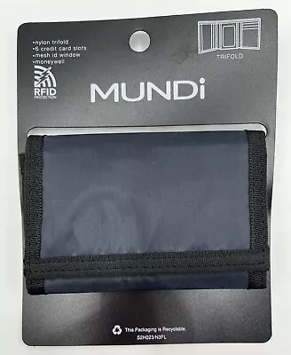 Original Mundi Nylon Navy Trifold Wallet With RFID Technology NEW WITH TAGS • $13.99