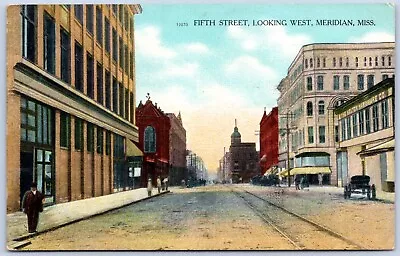 Postcard MS Meridian Mississippi 5th Street Looking West Businesses MS22 • $9.99