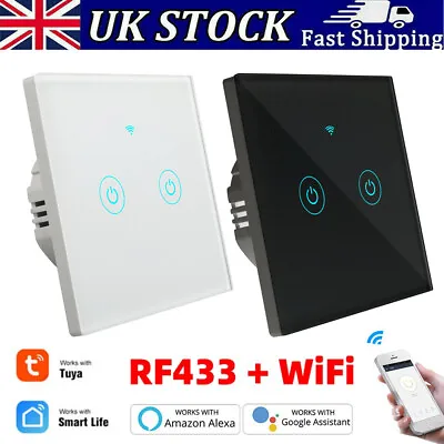 Tuya Smart Wifi Touch Light Switch NO Neutral Wire Required Touch 1/2/3 Gang NEW • £11.88