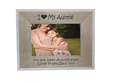 I Heart-Love My Auntie 7 X 5 Photo Frame White Edge Wood Frame - Free Engraving • £14.49