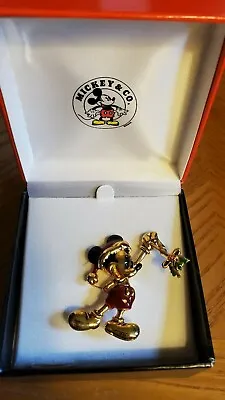 DISNEY Mickey & Co Signed NAPIER Mickey With Mistletoe Pin Brooch • $39.99