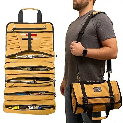 Tool Roll Up Bag - 18oz Heavy Duty Canvas - Motorcycle Tool Roll Pouch With 1... • $33.53