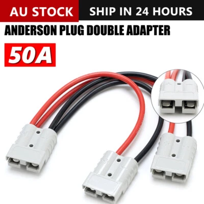 $14.15 • Buy 50 Amp Anderson Plug Connector Double Y Adaptor 1 To 2 6mm Automotive Cable