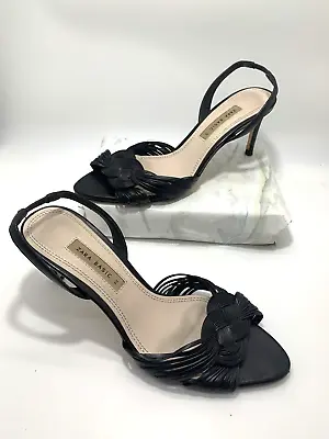 Zara Basic Collection Womens Black Slingback Sandals Size 9 Vintage Inspired • $16.16