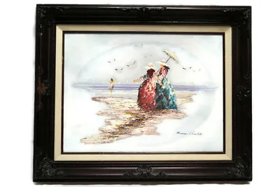 Marie Charlot Original Oil Painitng On The Beach Signed With COA Sticker • $160