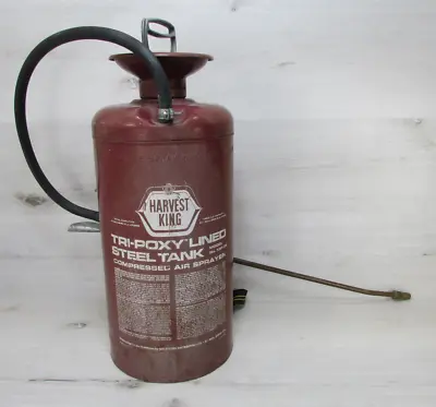 3 Gallon Pump Sprayer Steel Harvest King Pump Cylinder Wand Brass Vintage • $42.49