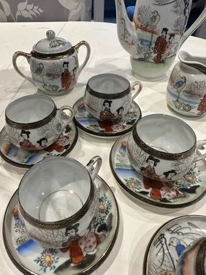 £30 • Buy Vintage Lantern Nagoya China, Japanese Geisha Lithopane Egg Shell Tea Set (D1)