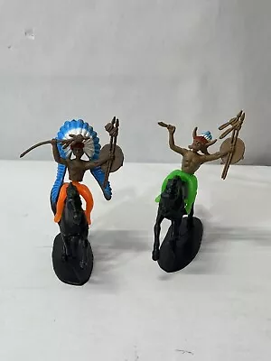 Vintage  Plastic Horse And Indian Riding Bareback Toys • $9