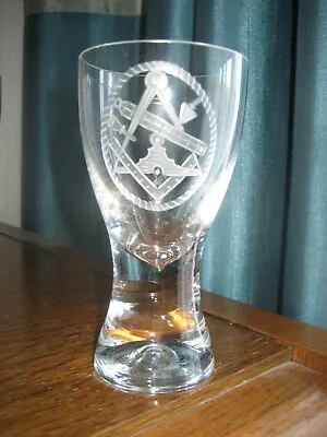£25 • Buy Bohemian Crystal Wine Glass Wheel Engraved With An Early Masonic Jewel