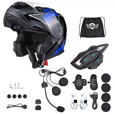 AHR Flip Up Full Face Motorcycle Helmet Bluetooth 5.2 Headset DOT Approved XL • $131.31