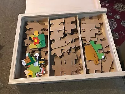 Melissa & Doug 3 Individual Puzzles With Wood Box (cm) • $17.99