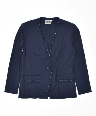 £16.70 • Buy LUISA SPAGNOLI Womens 1 Button Blazer Jacket IT 48 XL Navy Blue Wool JM01