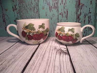 £9.99 • Buy Portmeirion Pomona Wilmots Early Red Gooseberry 2 Cups Extra Large Breakfast