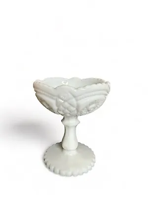 Vintage McKee Milk Glass Compote/Candy Dish 4.5 In Tall- The Concord Pattern • $10