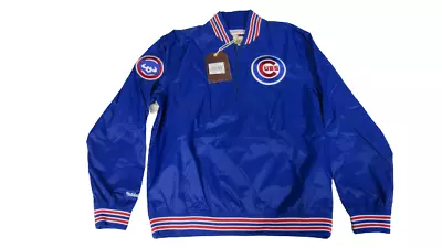 New Chicago Cubs Mens Sizes Mitchell & Ness 1/3 Zip Pullover Jacket $110 • $68.84