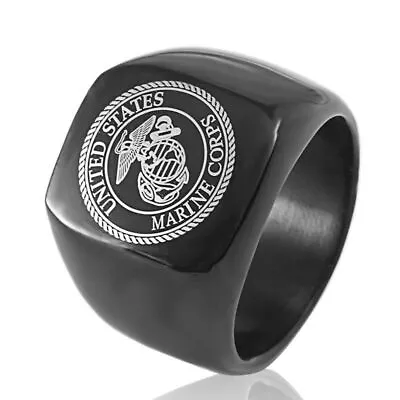 USA Black Military Ring United States Marine Corps US Army Men Signet Stainless • $9.99