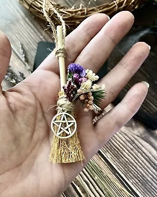 Besom Broomstick Witch Flowers Handmade Yule Wiccan Broom Mini Christmas Gift • £5.99