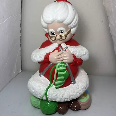 Vintage Mrs Santa Claus Christmas Mold Ceramic Figure Large 13.5” Tall Knitting • $34.95
