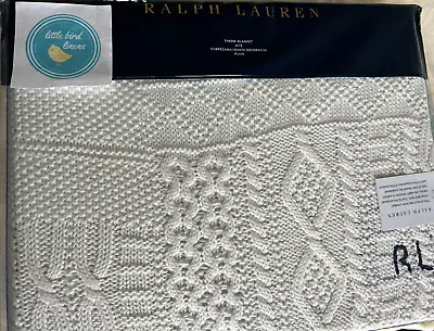 Ralph Lauren Bradbury Cable Knit Throw Blanket 54x72 Cream Cotton New 4 Availabl • £208.98