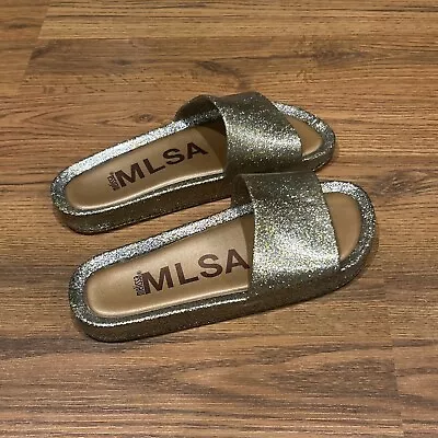 Melissa MLSA Sandals 9 Jelly Glitter Metallic Beach Slide Gold Silver Euro 40 • £46.26