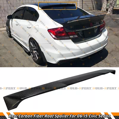 For 06-15 Honda Civic 4dr Sedan V2 M Style Carbon Fiber Rear Window Roof Spoiler • $125.99