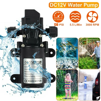 $16.59 • Buy 130PSI Water Pump Self Priming Diaphragm High Pressure RV Automatic Switch DC12V