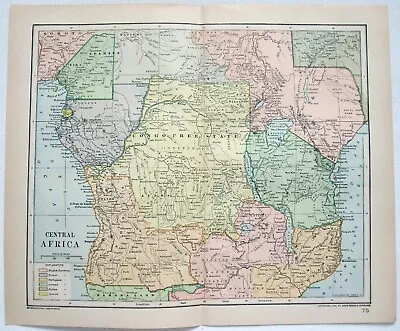 Central Africa - Original 1891 Dated Map By Dodd Mead & Company. Antique • £14.46