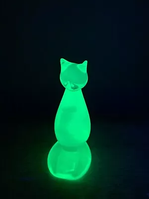 Vintage Uranium Glass Vaseline Lime Cat RARE  Viking Glass Geiger Tested • $719.10