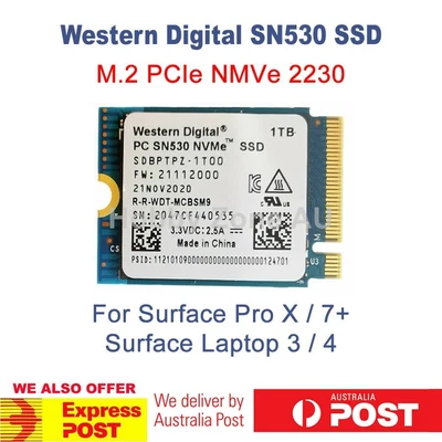 $325.10 • Buy WD SN530 NVMe 2230 M.2 M-Key PCIe SSD 128GB 256GB 512GB 1TB 2TB For Surface Pro