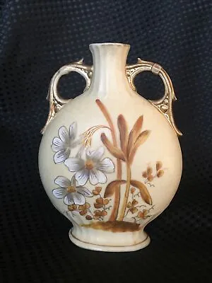 Victoria Carlsbad Hand Painted White Flower Pillow Vase 1891-1918 • $23