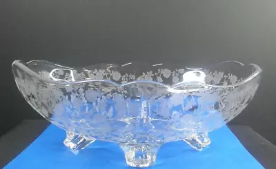 Rose Point Cambridge Glass Co Lg Oval 4-ftd Bowl Clear USA C 1936-53 VGCD • $75