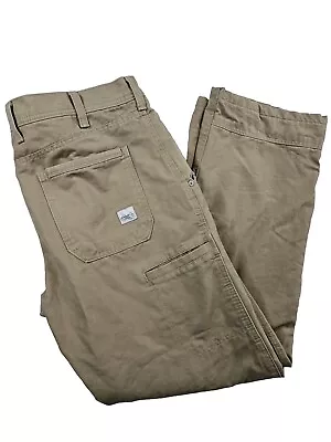 Eddie Bauer Pants Men Size 36X32 Khaki Brown Tech Fleece Lined Nylon Zip Pocket • $24.99