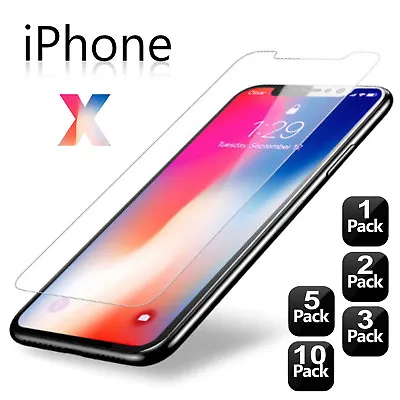 $11.39 • Buy Premium Real Screen Protector Tempered Glass Film For IPhone X 6 6s 7 8 Plus Lot