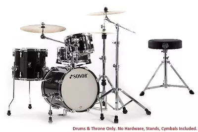 Sonor AQ2 Transparent Black Lacquer SAFARI 16x15_13x12_10x7_13x6 Drums & Throne • $1019