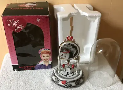 I LOVE LUCY ANNIVERSARY CLOCK Porcelain Base Glass Dome W/ Box WORKS • $22.99