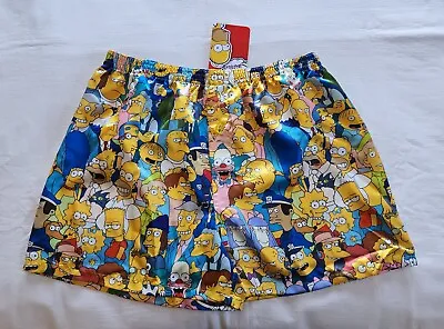 The Simpsons Mens All Over Character Printed Satin Boxer Shorts Size XL New • $19.23