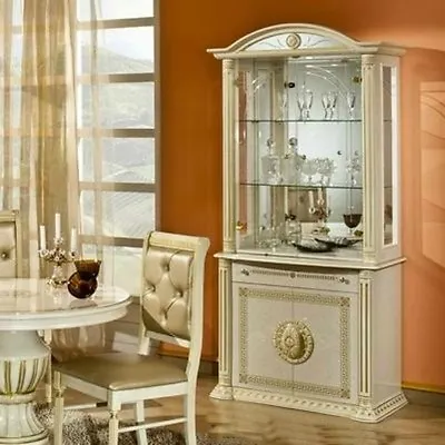 £895 • Buy The Versace Italian Design Rossella Beige/Gold 2 Door Vetrine/Display Cabinet 