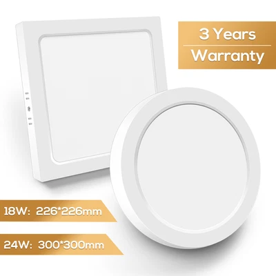 £9.99 • Buy LED Panel Light 18W 24W Ceiling Down Lights Round/Square Tri-color Bathroom IP44
