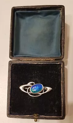 Charles Horner Art Nouveau Silver And Blue/Green Enamel Brooch Chester 1910 • £100