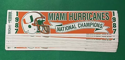 Miami Hurricanes 1987 National Champions Wincraft Bumper Sticker • $1
