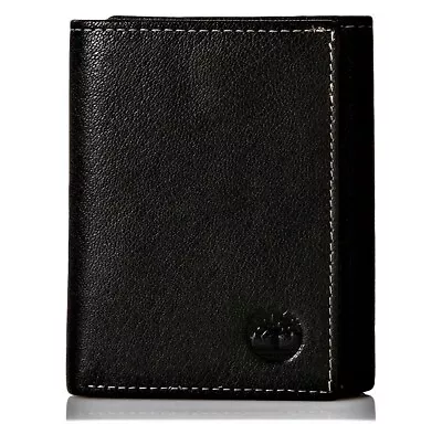 Timberland Men's Premium Genuine Leather Trifolder Wallet Black • $19.99