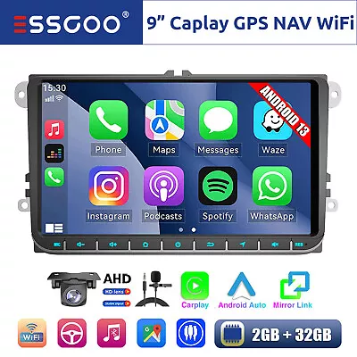 9  Android 13 Carplay Stereo Radio GPS Nav 2+32G For VW GOLF 5 6 Jetta Tiguan • $118.59