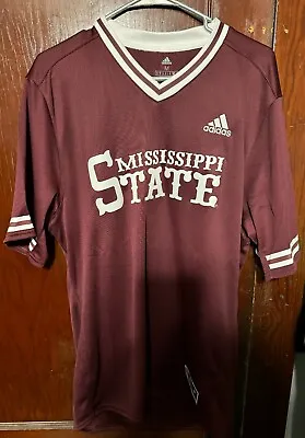 Retro Mississippi State Bulldogs Adidas Baseball Jersey M MSRP:$80 NEW WITH TAGS • $59.99