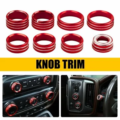 For 2014-2018 GMC Sierra Aluminum Knob Ring Cover Trim Red Car Accessories EAC • $17.99