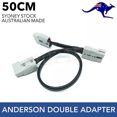 50cm 50 Amp Anderson Plug Extension Lead Double Adaptor 6mm Automotive Cable • $24.95