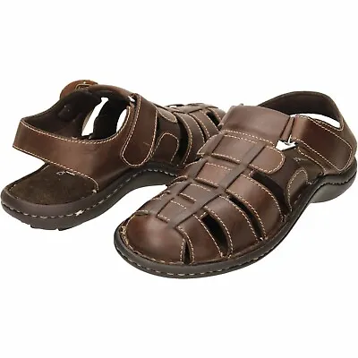 Mens Brown Leather Gladiator Style Sandals Size UK 7 Dr Keller Shoes Slippers • £7.99