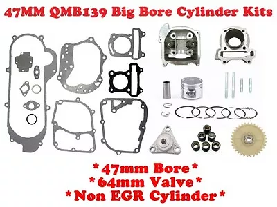72cc / 80cc BIG BORE KIT FOR SCOOTERS WITH 50cc QMB139 MOTORS WITH 64mm VALVES • $40.36