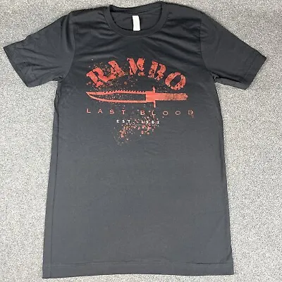 Men's Rambo Last Blood T Shirt Black Red Knife Est. 1982 80's Movie Promo Size S • $16.29