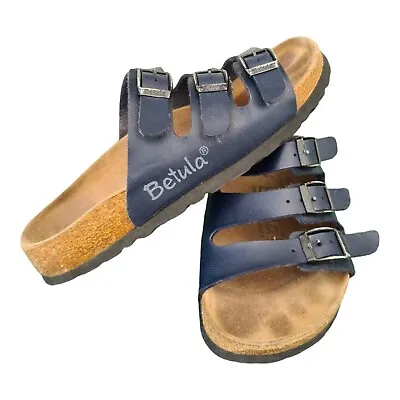 £30 • Buy Birkenstock Blue Betula Florida 3 Leather Strap Sandals Size EU 36 UK 3.5 Narrow